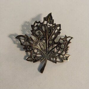 Vintage Silver Plated Leaf Brooch